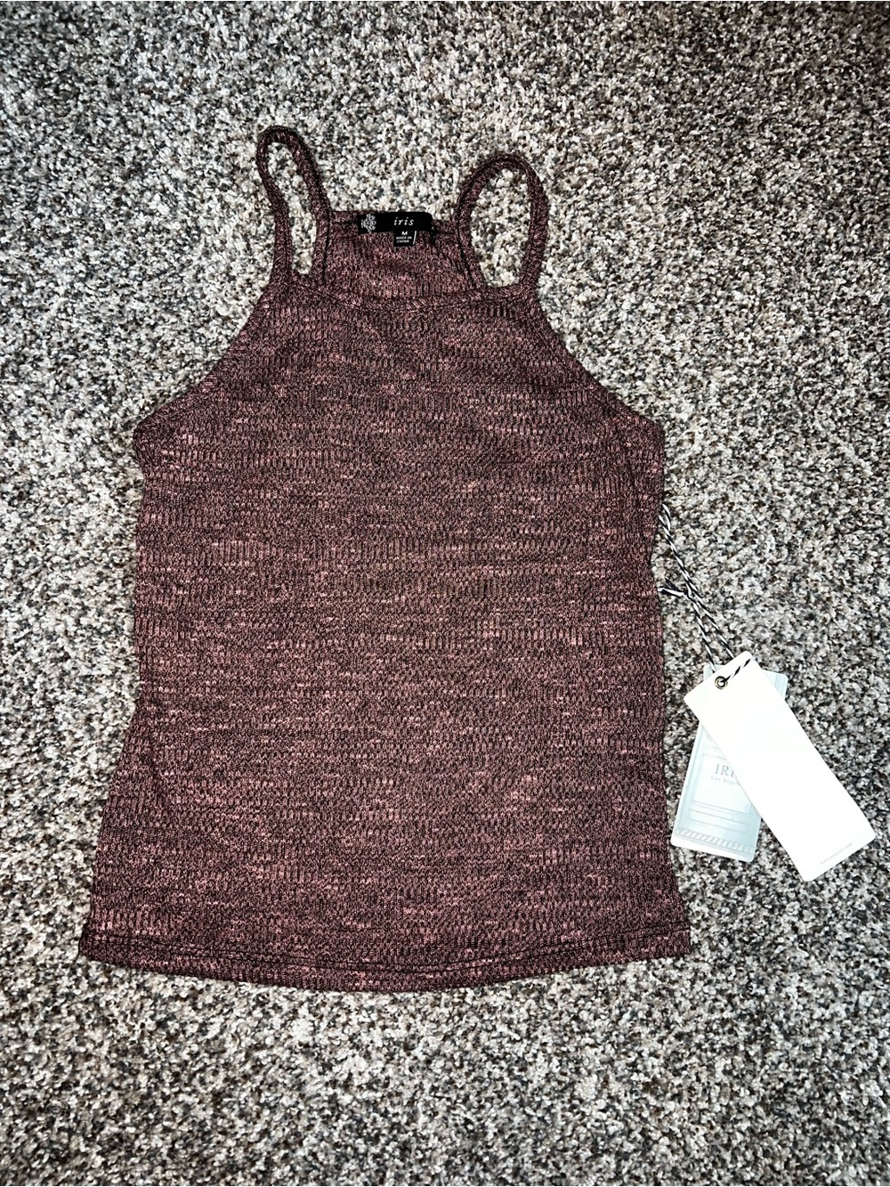 iris Marled Wine Knit Tank Top